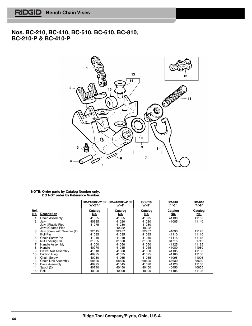 RIDGID Bench Chain Vice BC-410-P User Manual | 2 pages