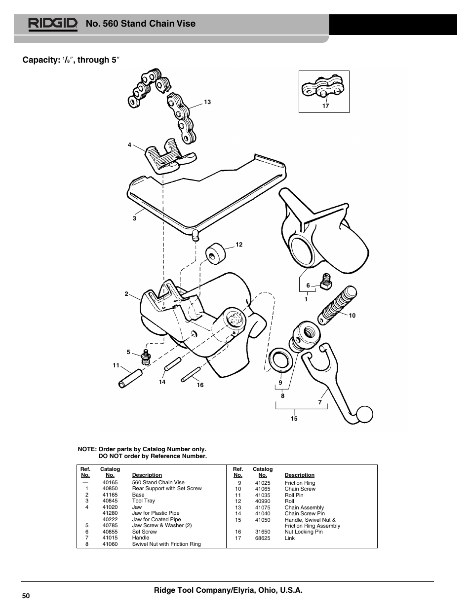 RIDGID Top Screw Stand Chain Vice 560 User Manual | 1 page
