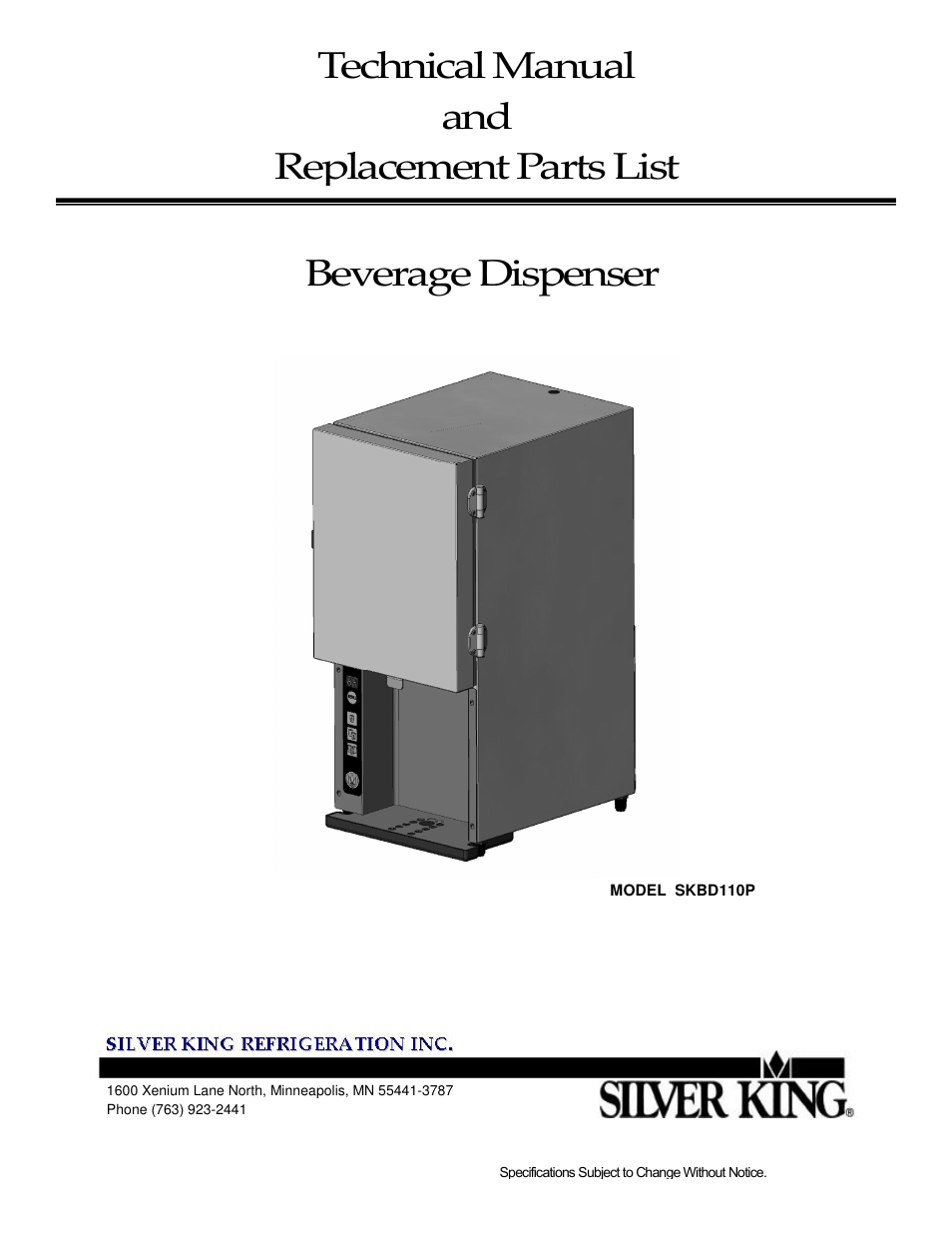 Silver King SKBD110P User Manual | 10 pages