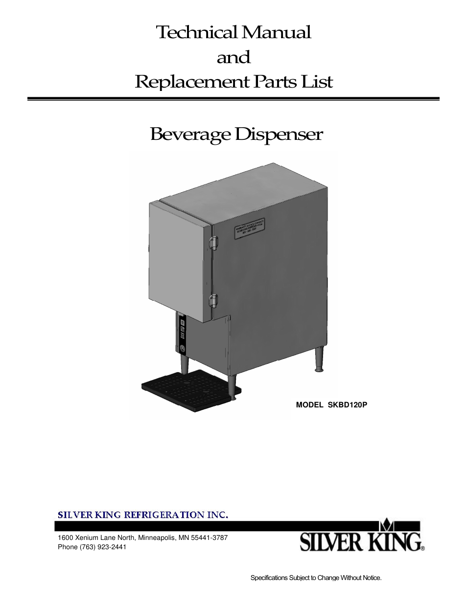 Silver King SKBD120P User Manual | 7 pages