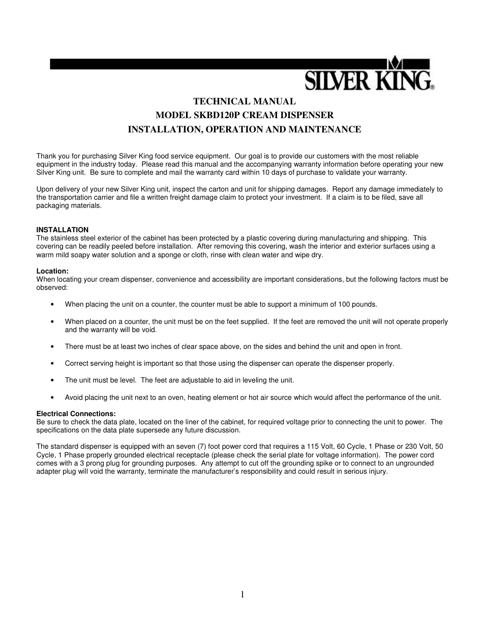 Silver King SKBD120P User Manual | Page 2 / 7