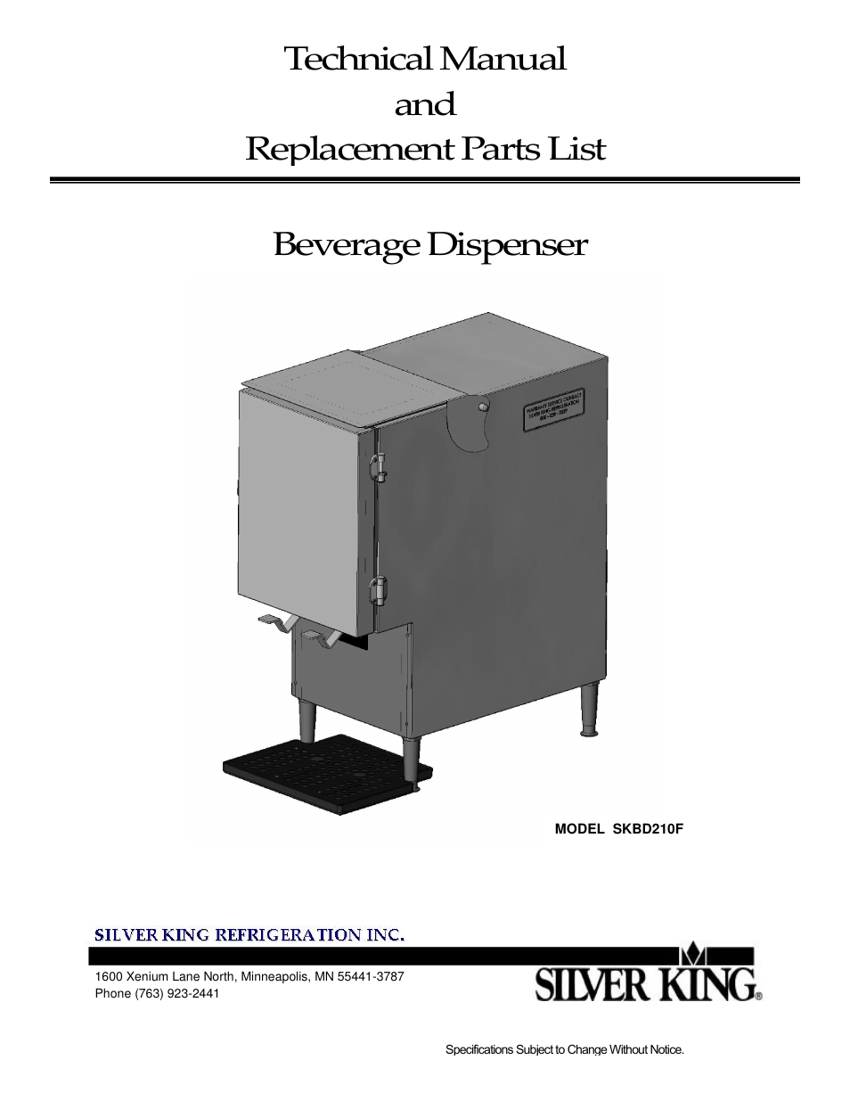 Silver King SKBD210F User Manual | 7 pages