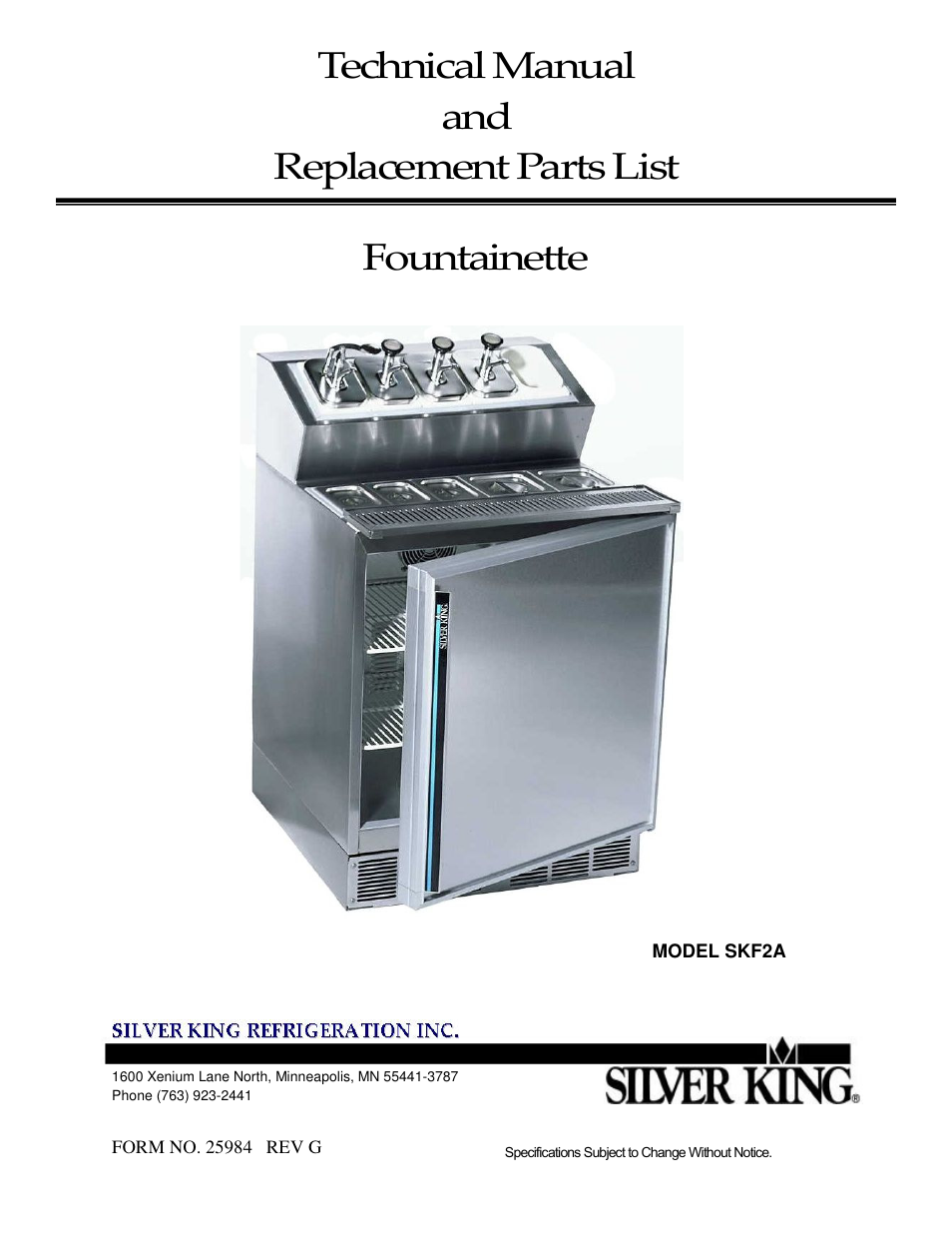 Silver King SKF2A User Manual | 12 pages