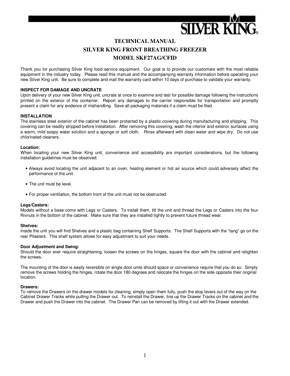 Silver King SKF27AG/CFID/CFID220V User Manual | Page 2 / 13