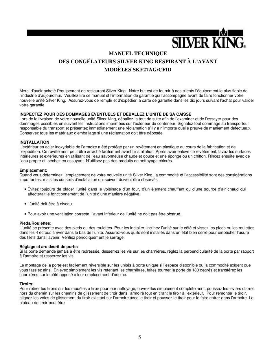 Silver King SKF27AG/CFID/CFID220V User Manual | Page 6 / 13