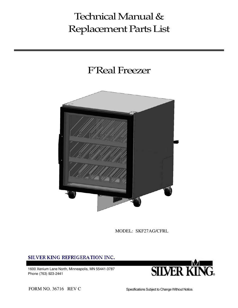 Silver King SKF27AGB/CFRL User Manual | 12 pages