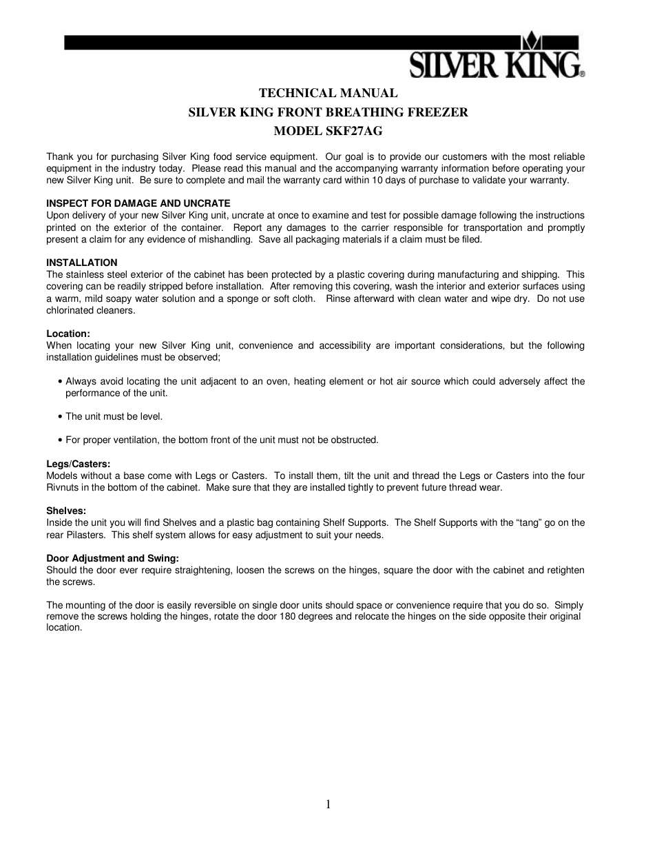 Silver King SKF27AGB/CFRL User Manual | Page 2 / 12