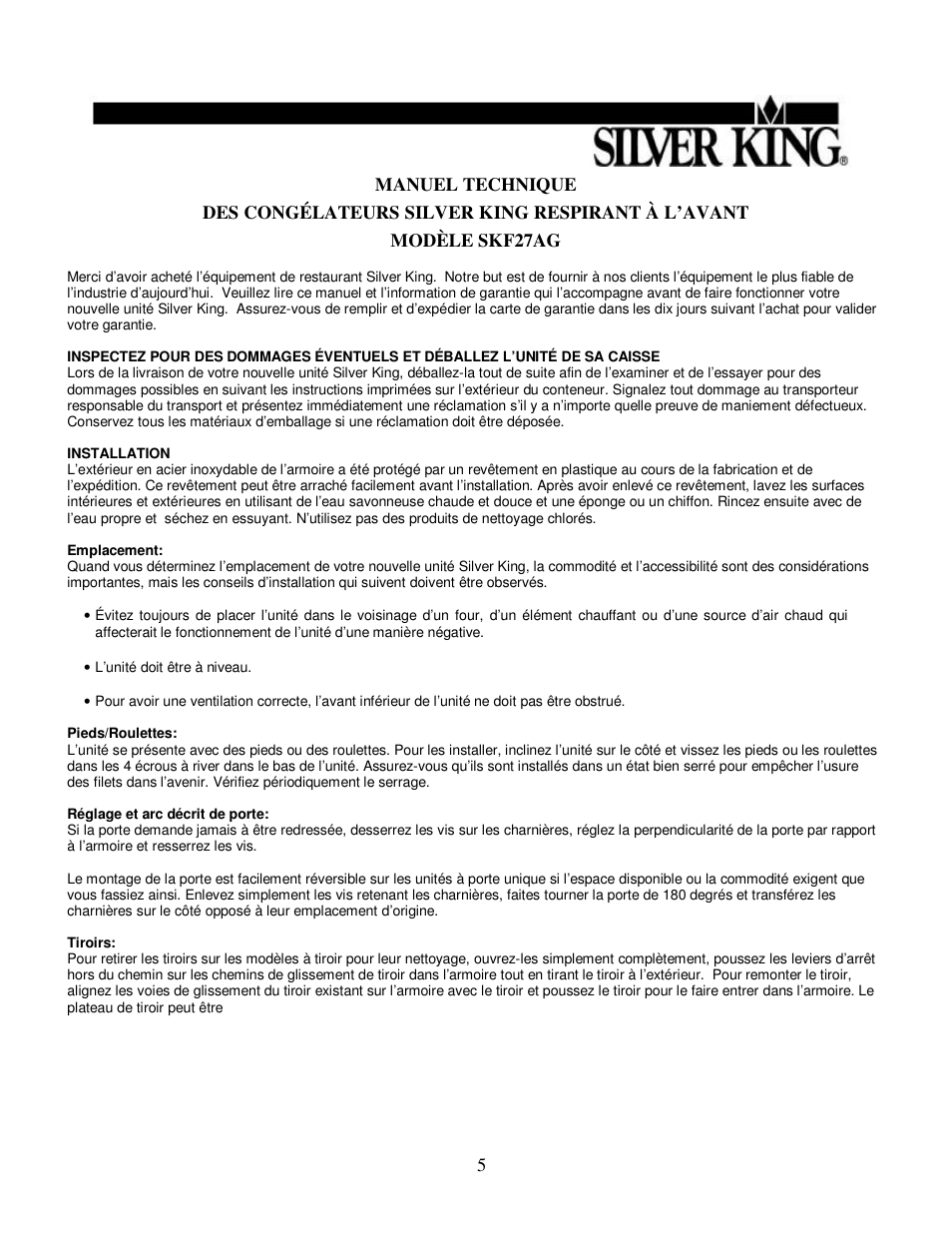 Silver King SKF27AGB/CFRL User Manual | Page 6 / 12