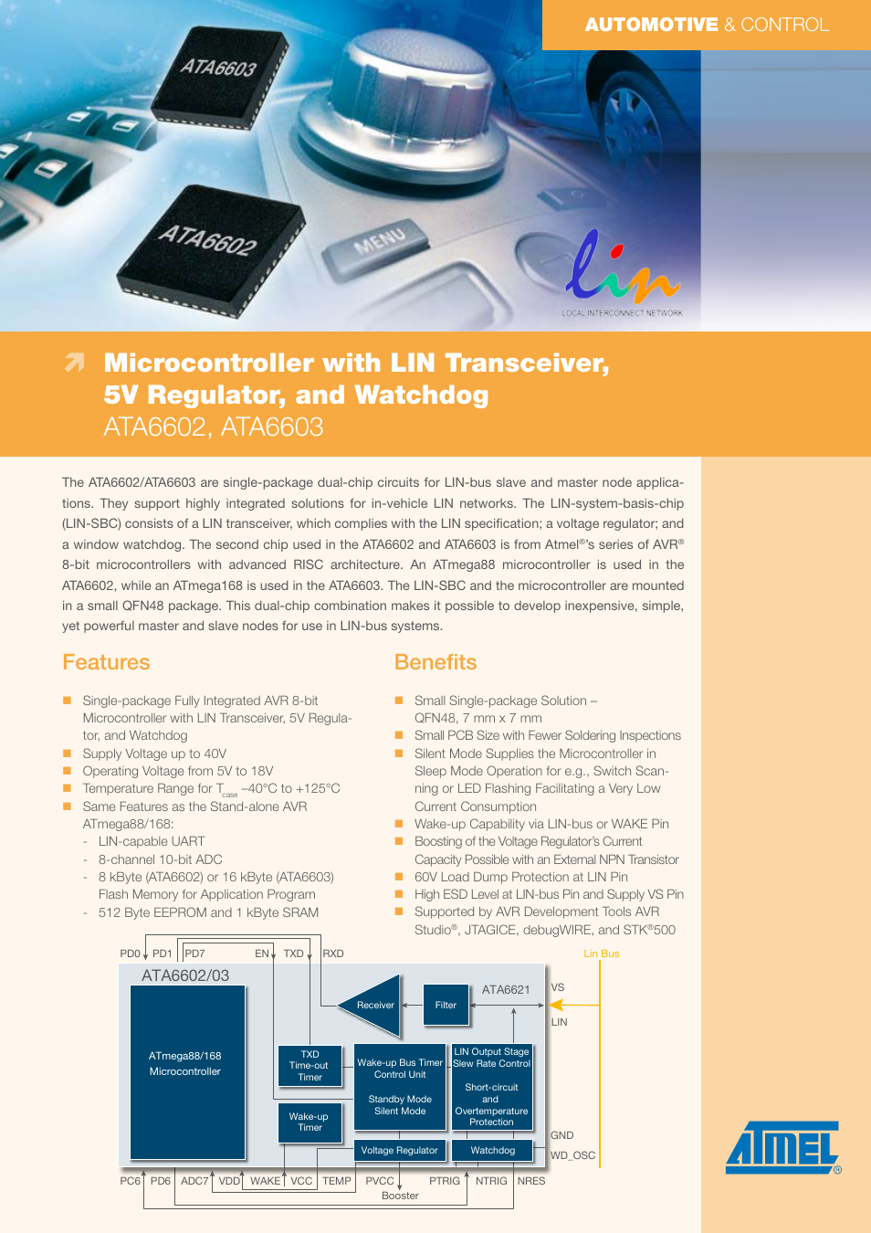 Atmel Microcontroller with LIN Transceiver ATA6602 User Manual | 2 pages