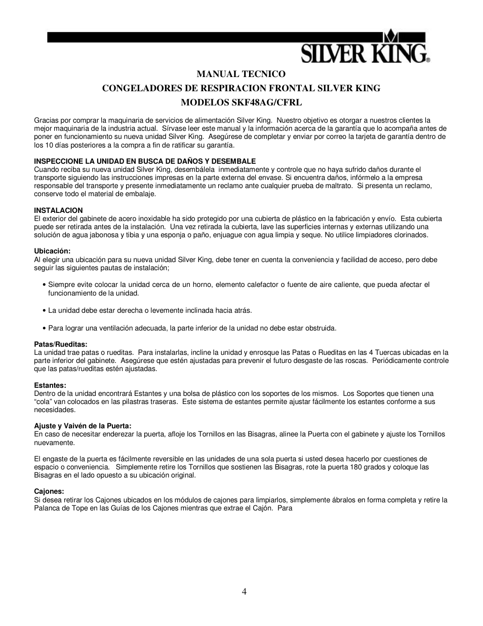 Silver King SKF48AG/CFRL User Manual | Page 5 / 15