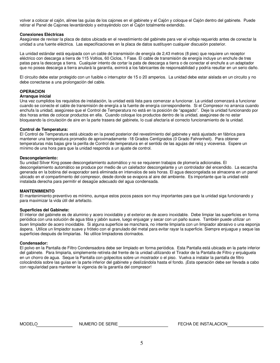 Silver King SKF48AG/CFRL User Manual | Page 6 / 15