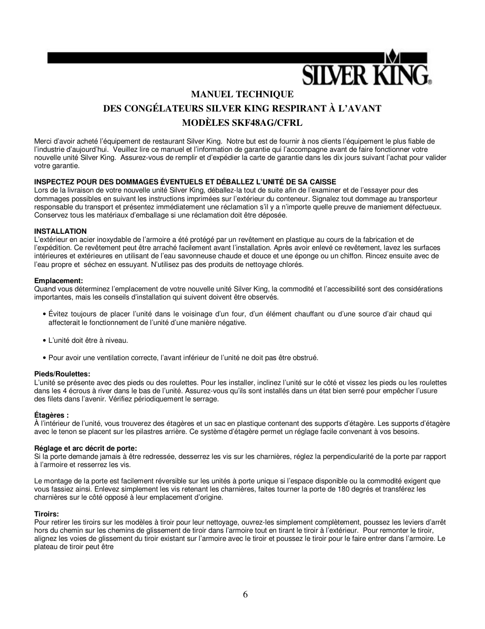 Silver King SKF48AG/CFRL User Manual | Page 7 / 15