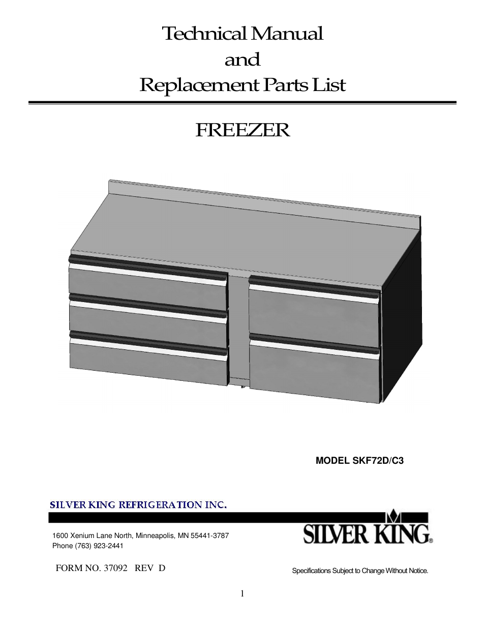 Silver King SKF72D/C3 User Manual | 7 pages