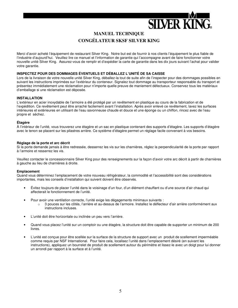 Silver King SKSF User Manual | Page 6 / 13