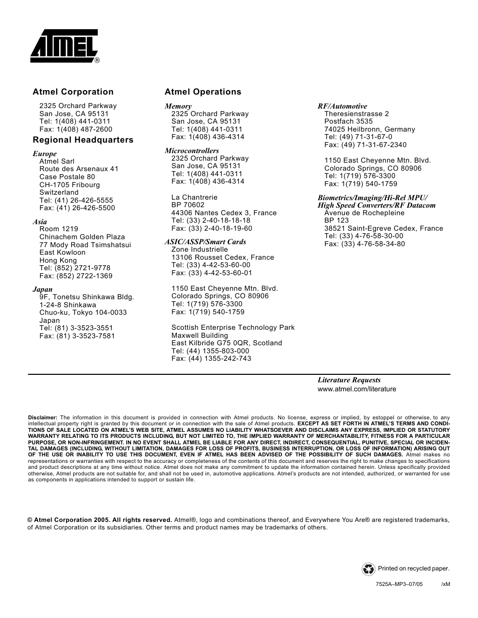 Atmel AT83SND2C MP3 User Manual | Page 66 / 66