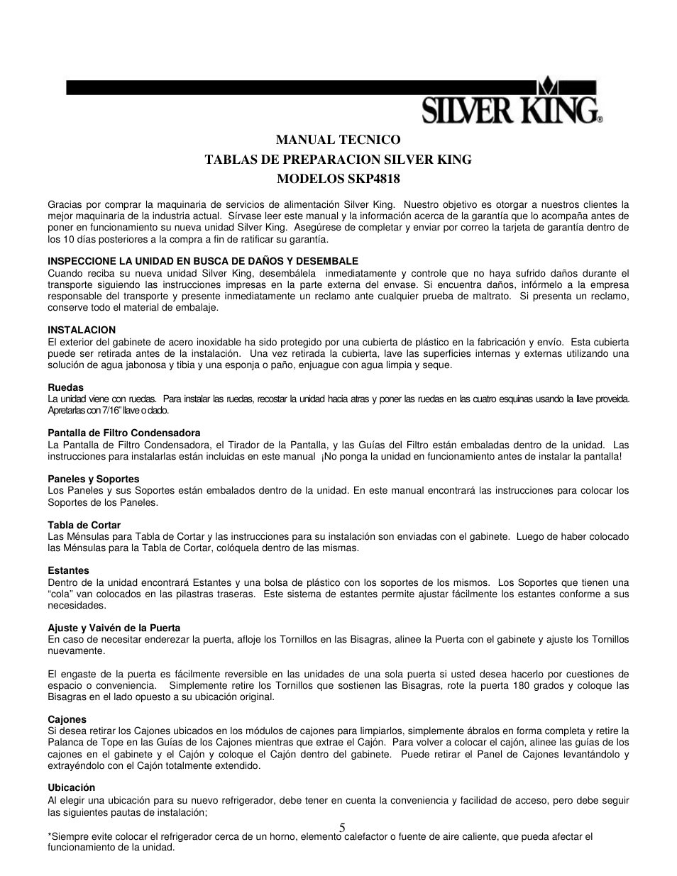 Silver King SKP4818 User Manual | Page 6 / 17