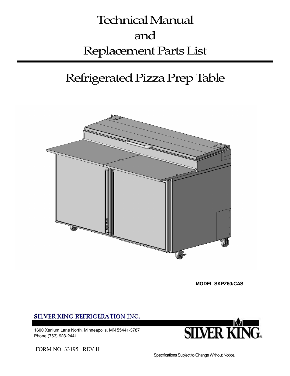 Silver King SKPZ60/CAS User Manual | 7 pages