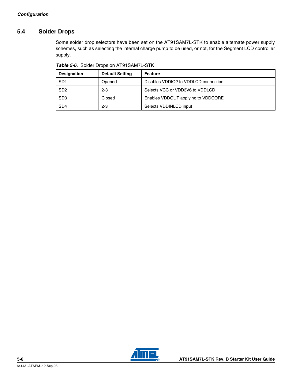 4 solder drops, Solder drops -6 | Atmel AT91SAM7L-STK User Manual | Page 33 / 40