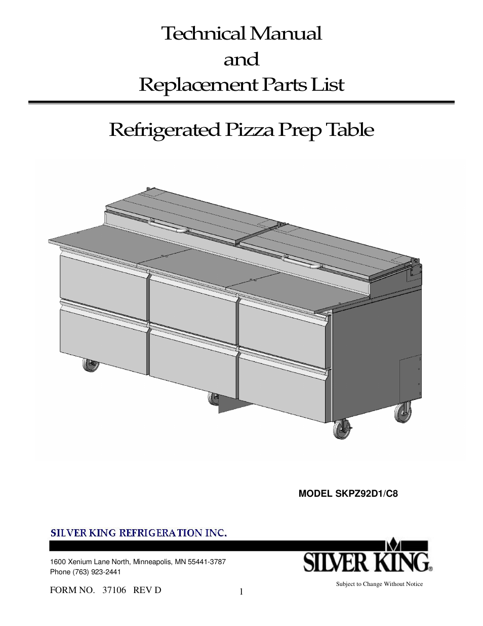 Silver King SKPZ92D1/C8 User Manual | 14 pages