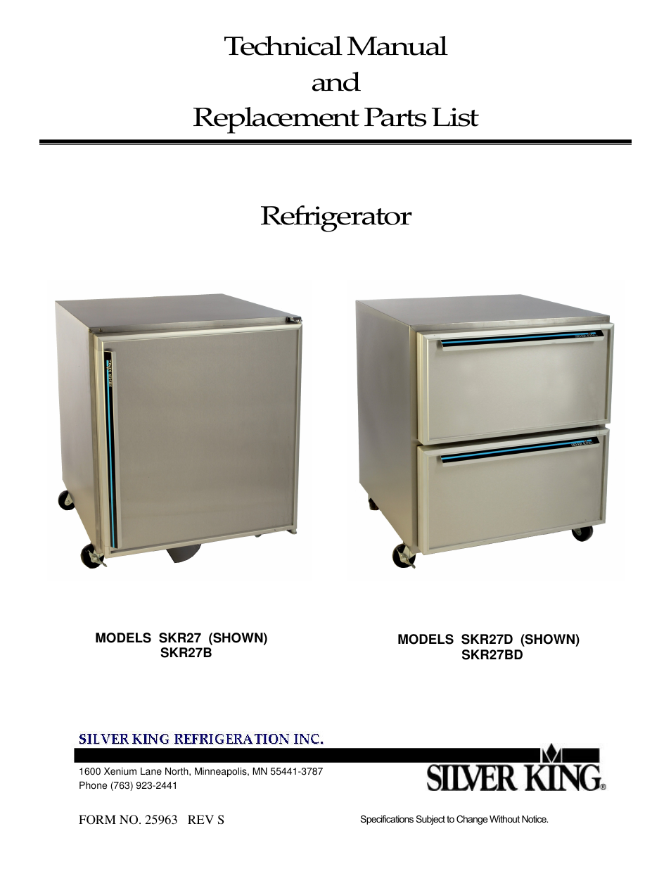 Silver King SKR27 User Manual | 13 pages