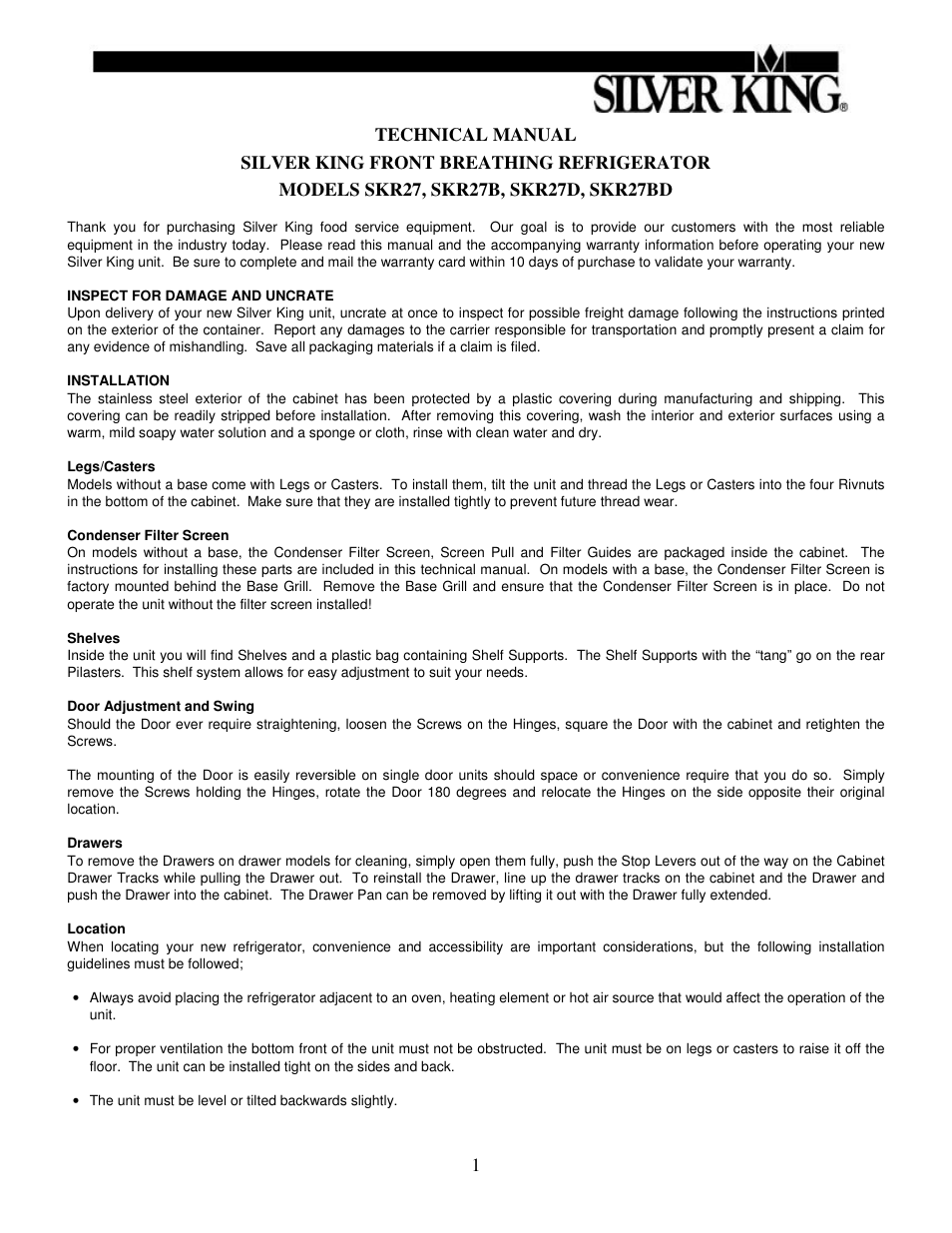 Silver King SKR27 User Manual | Page 2 / 13