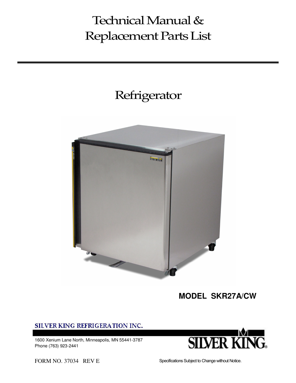Silver King SKR27A/CW User Manual | 12 pages