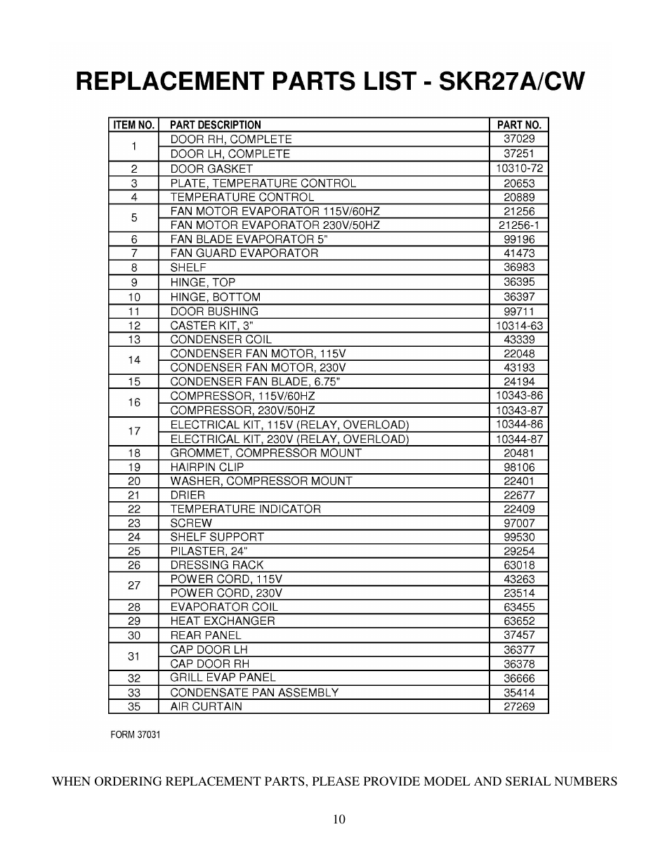 Silver King SKR27A/CW User Manual | Page 11 / 12