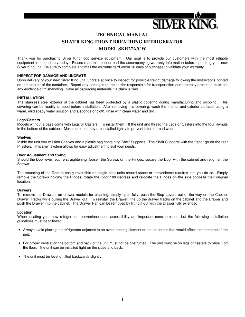 Silver King SKR27A/CW User Manual | Page 2 / 12