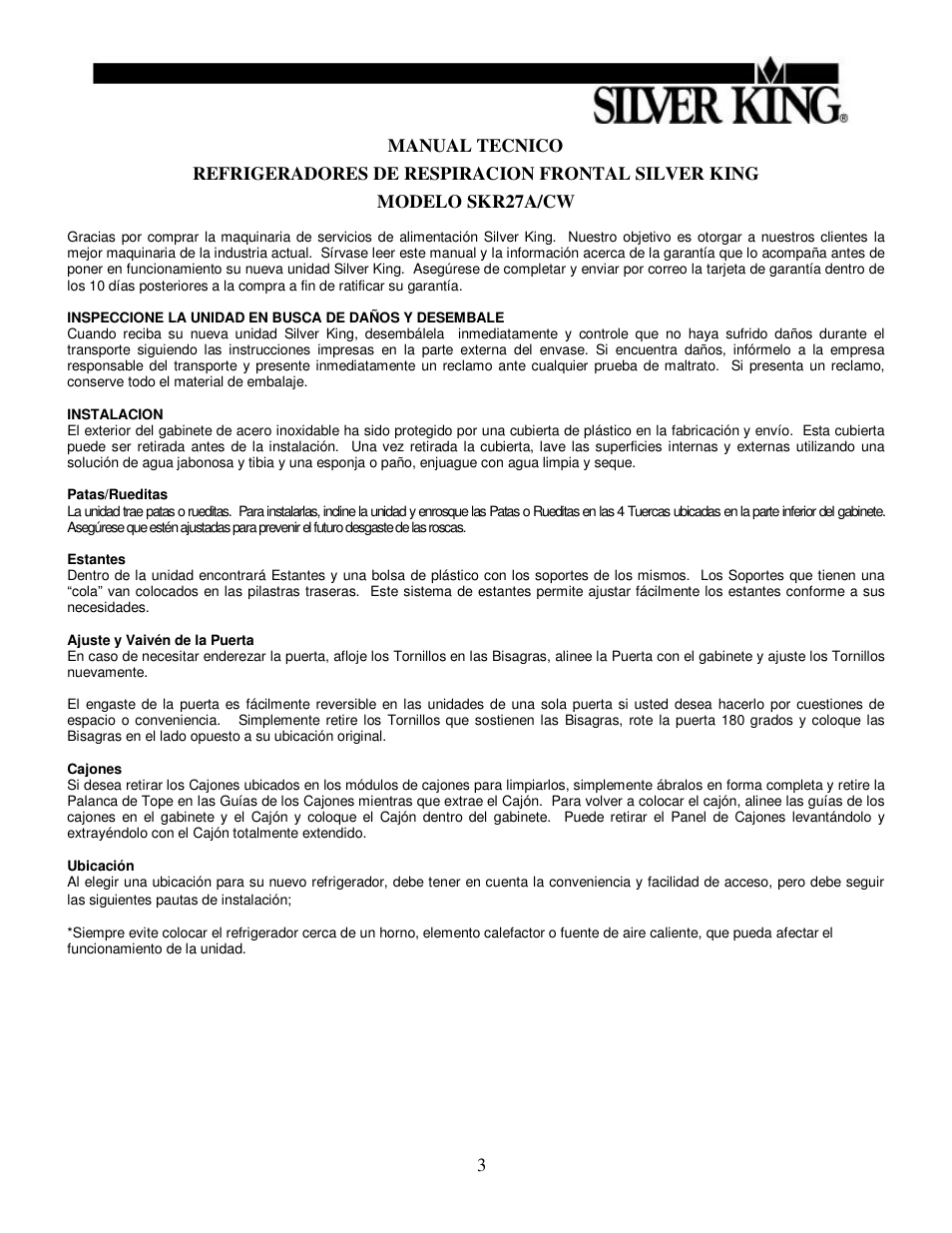 Silver King SKR27A/CW User Manual | Page 4 / 12