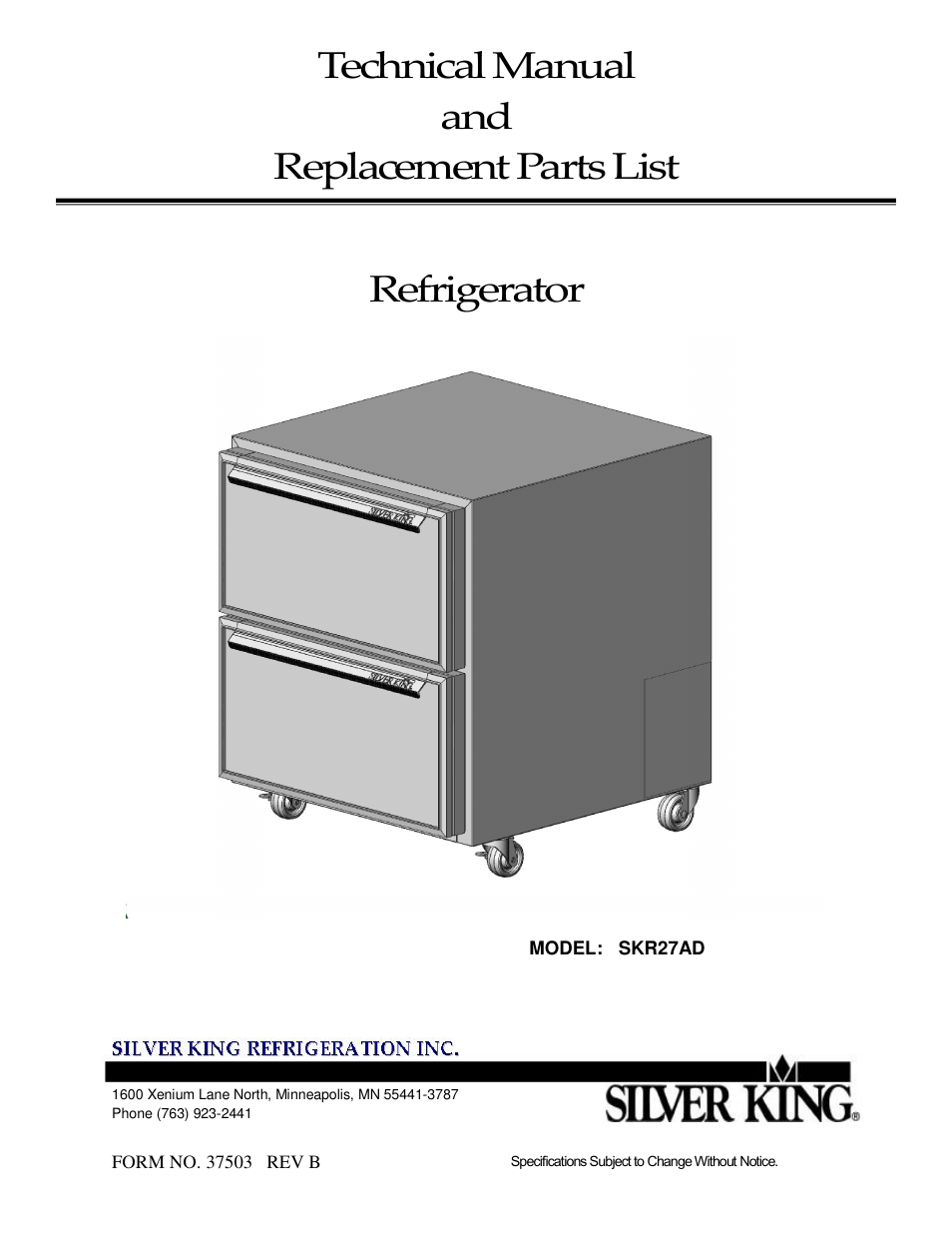 Silver King SKR27AD User Manual | 12 pages