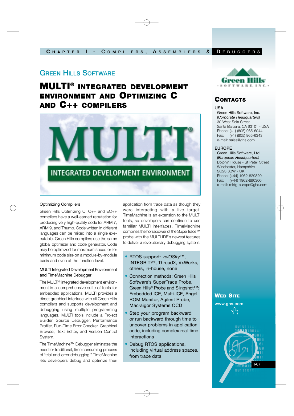 I-07, Multi, Integrated development environment and | Ptimizing, Compilers | Atmel AT91 User Manual | Page 10 / 62