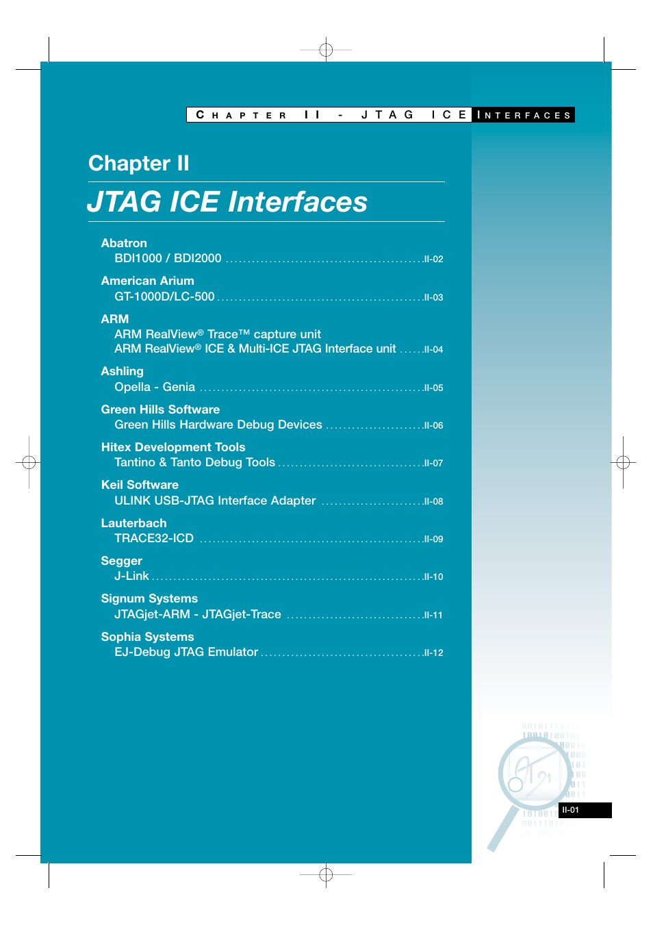 Chapter ii - jtag ice interfaces, Ii-01, Jtag ice interfaces | Chapter ii | Atmel AT91 User Manual | Page 18 / 62