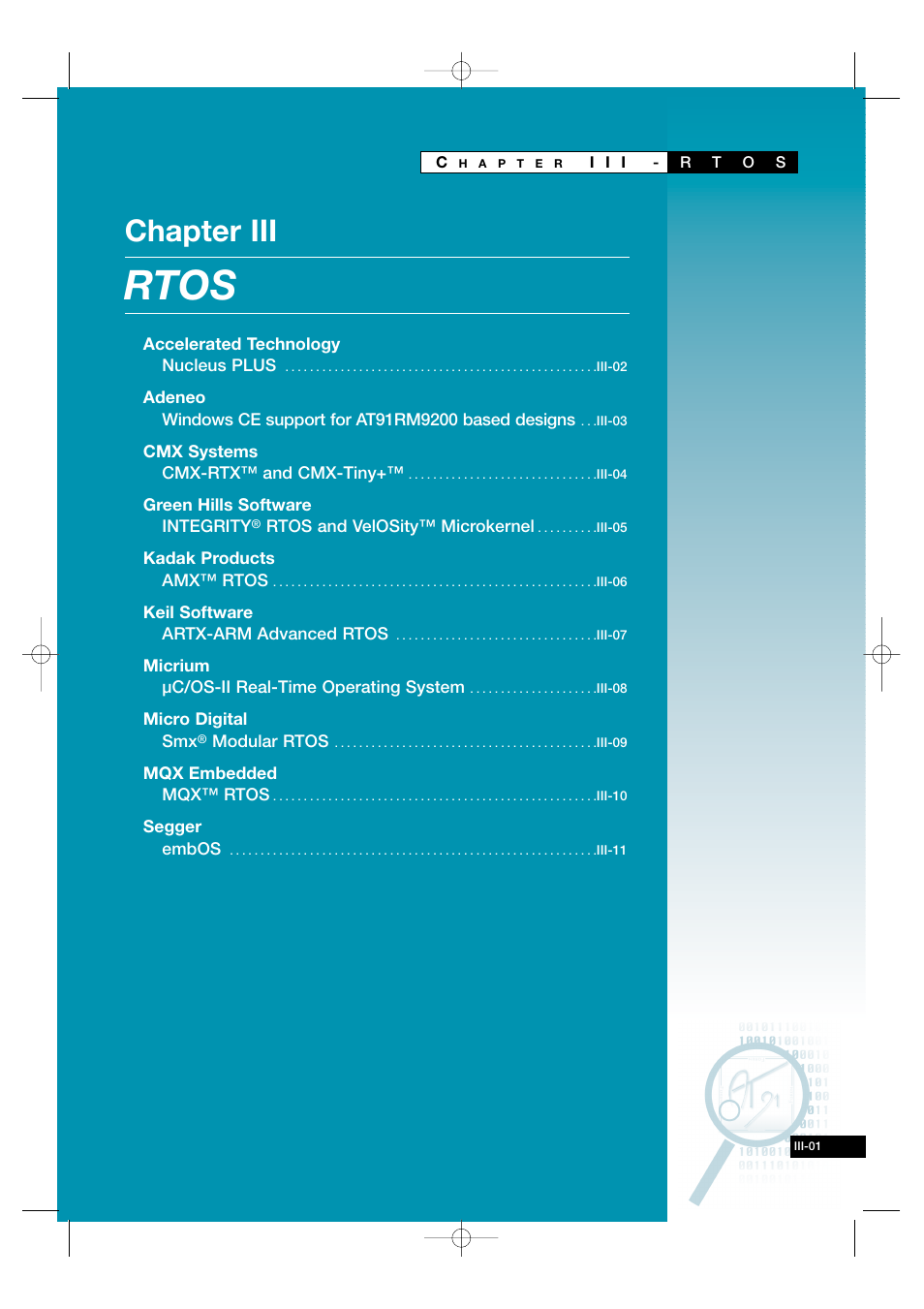 Chapter iii - rtos, Iii-01, Rtos | Chapter iii | Atmel AT91 User Manual | Page 30 / 62