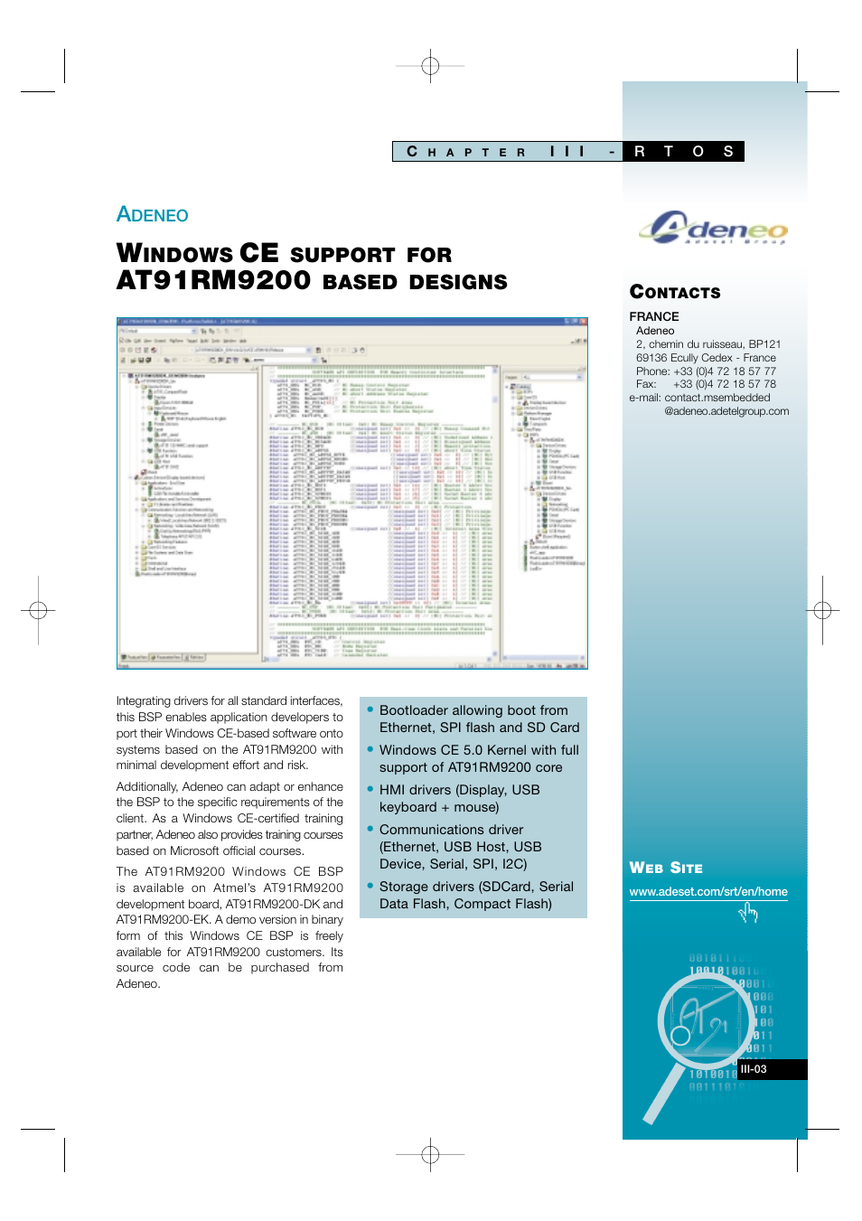 Iii-03, Indows, Support for | Based designs | Atmel AT91 User Manual | Page 32 / 62