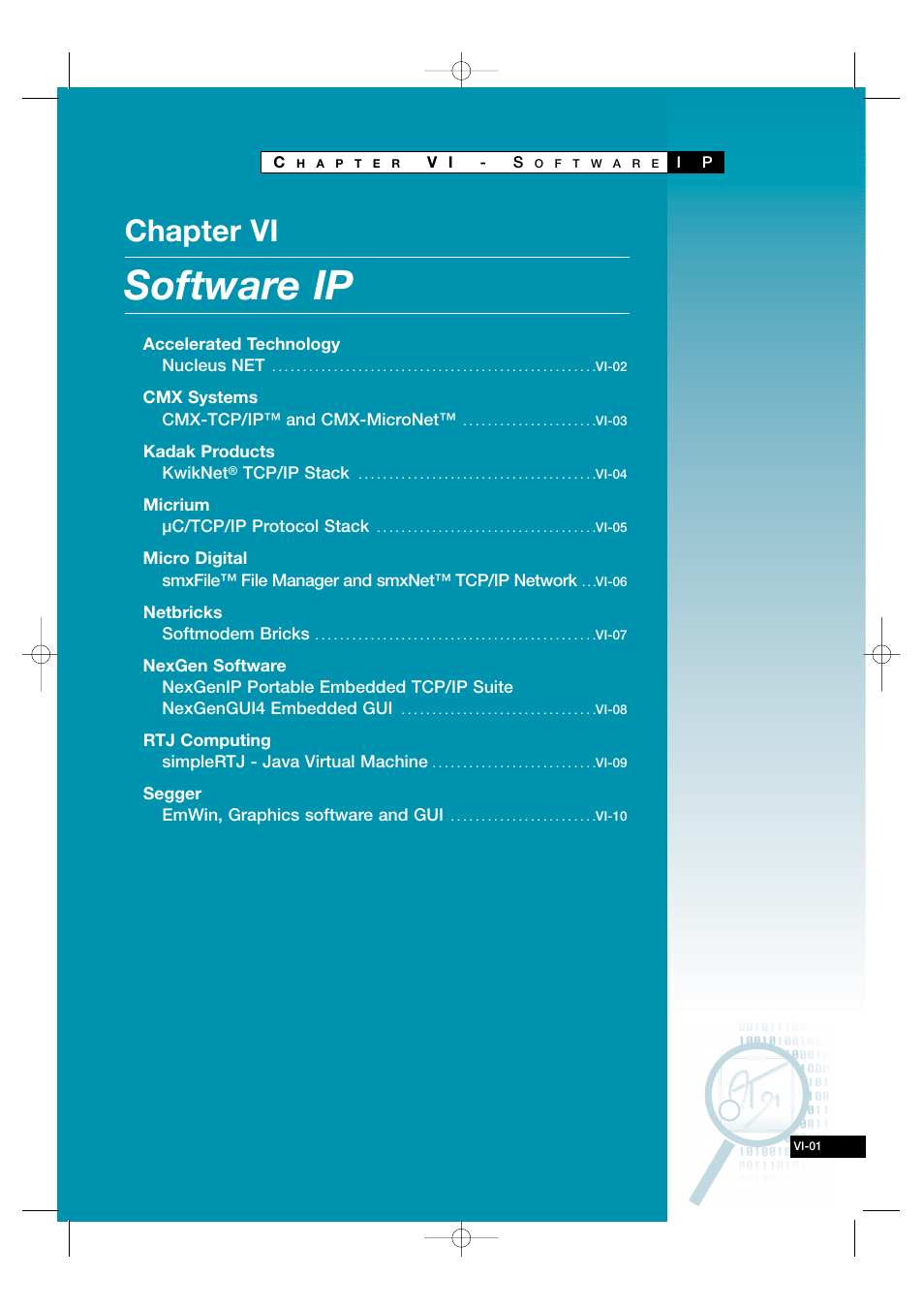 Chapter vi - software ip, Vi-01, Software ip | Chapter vi | Atmel AT91 User Manual | Page 50 / 62