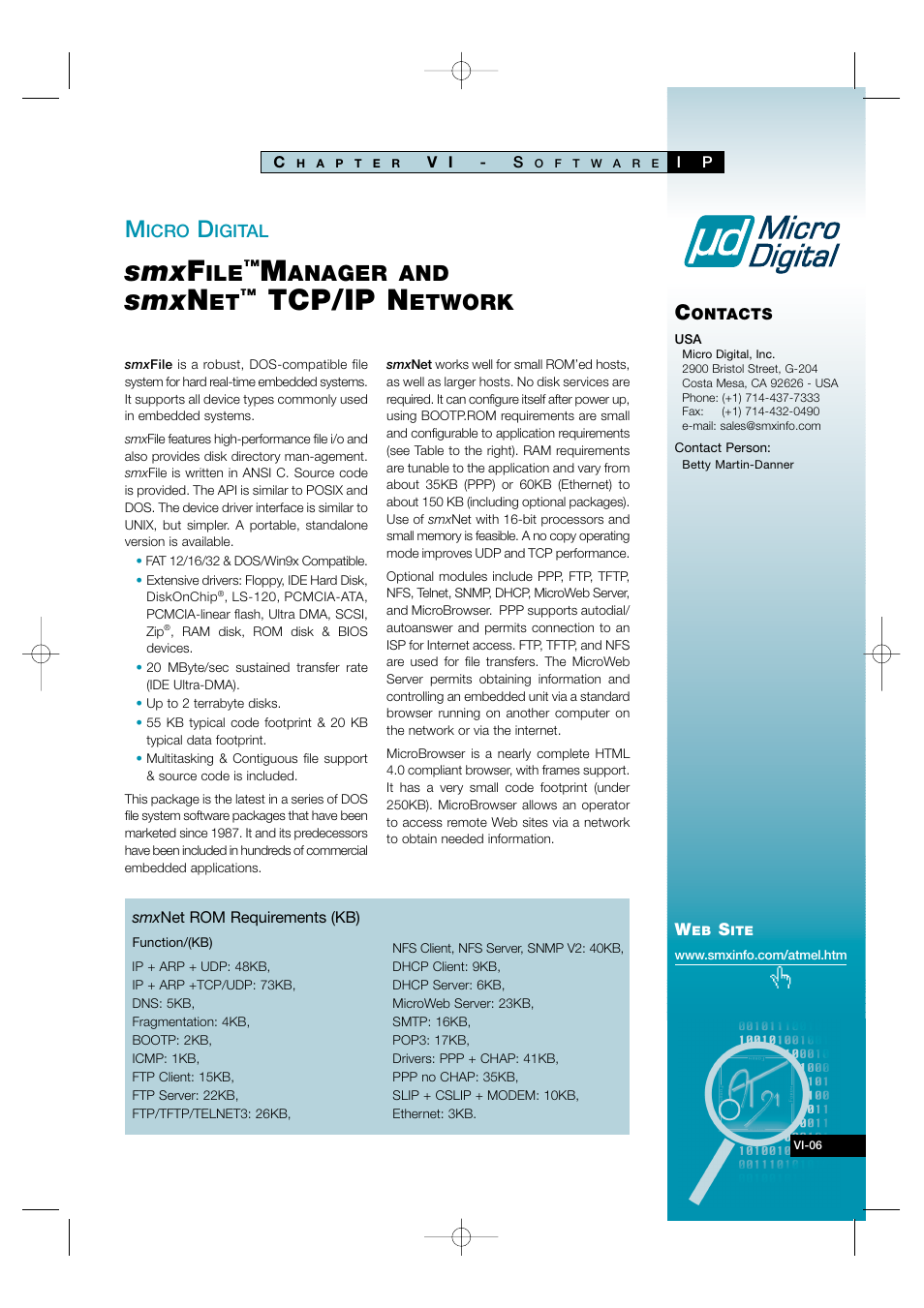 Vi-06, Smxfile™ file manager and smxnet™ tcp/ip network, Smx f | Smx n, Tcp/ip n, Anager and, Etwork | Atmel AT91 User Manual | Page 55 / 62