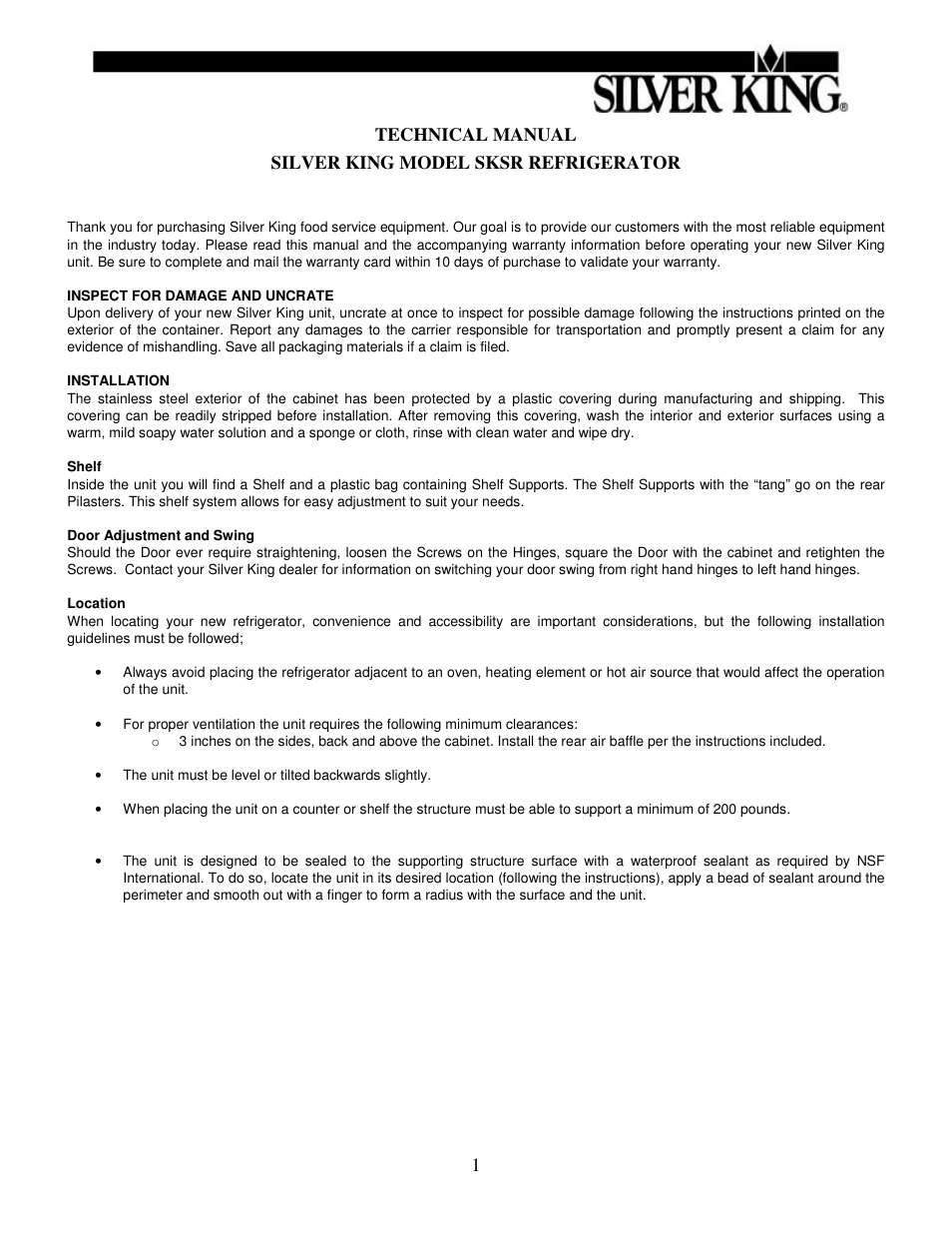 Silver King SKSR User Manual | Page 2 / 13