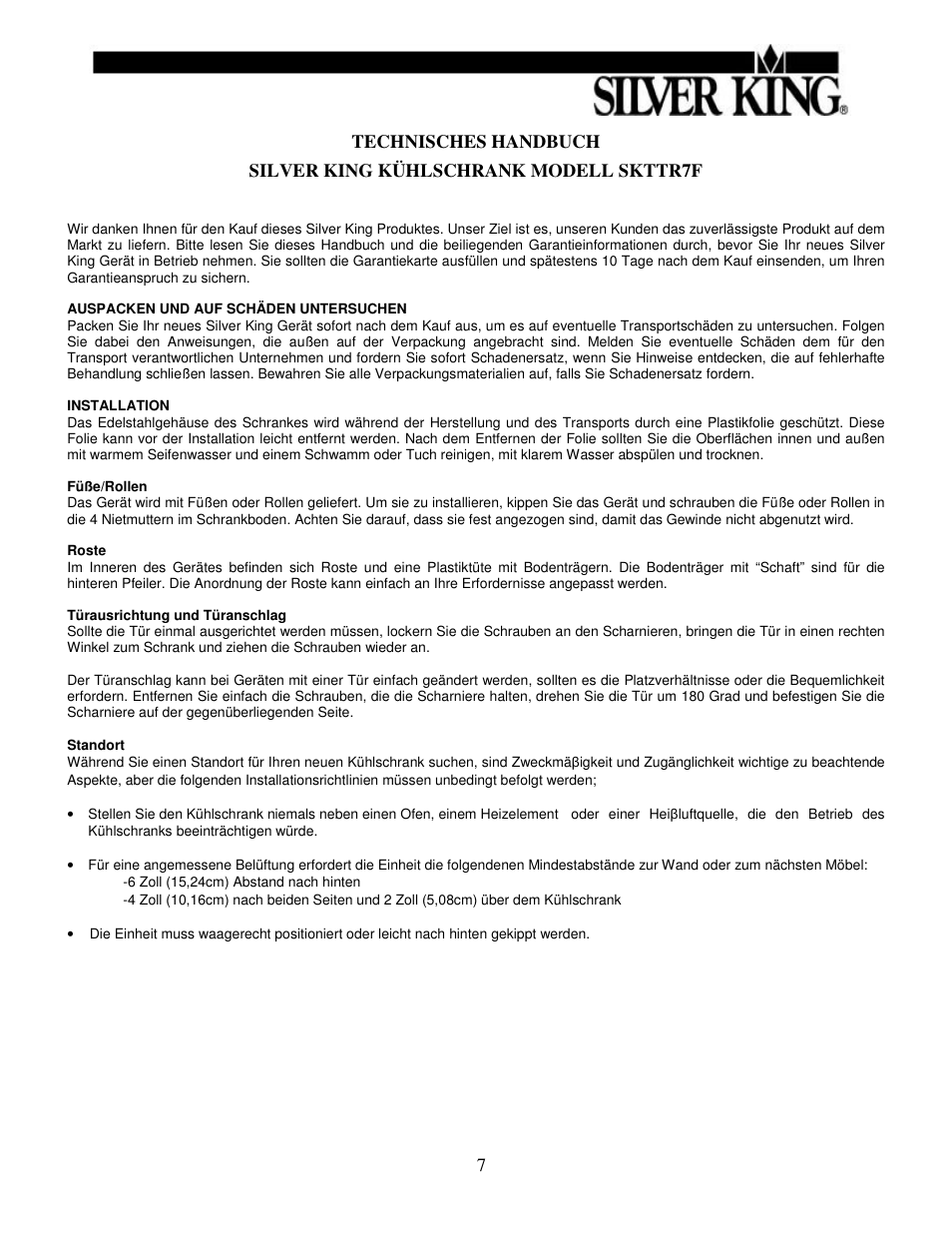 Silver King SKTTR7F User Manual | Page 8 / 12