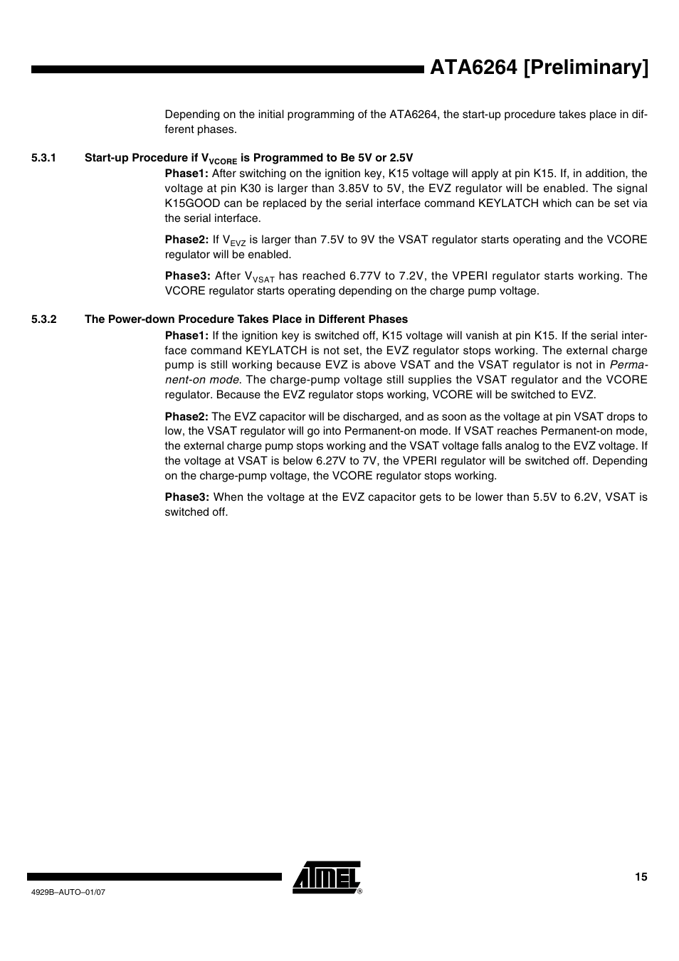 Ata6264 [preliminary | Atmel ATA6264 User Manual | Page 15 / 83
