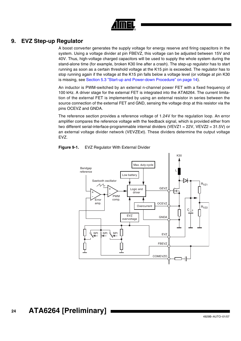 Evz step-up regulator, Ata6264 [preliminary | Atmel ATA6264 User Manual | Page 24 / 83