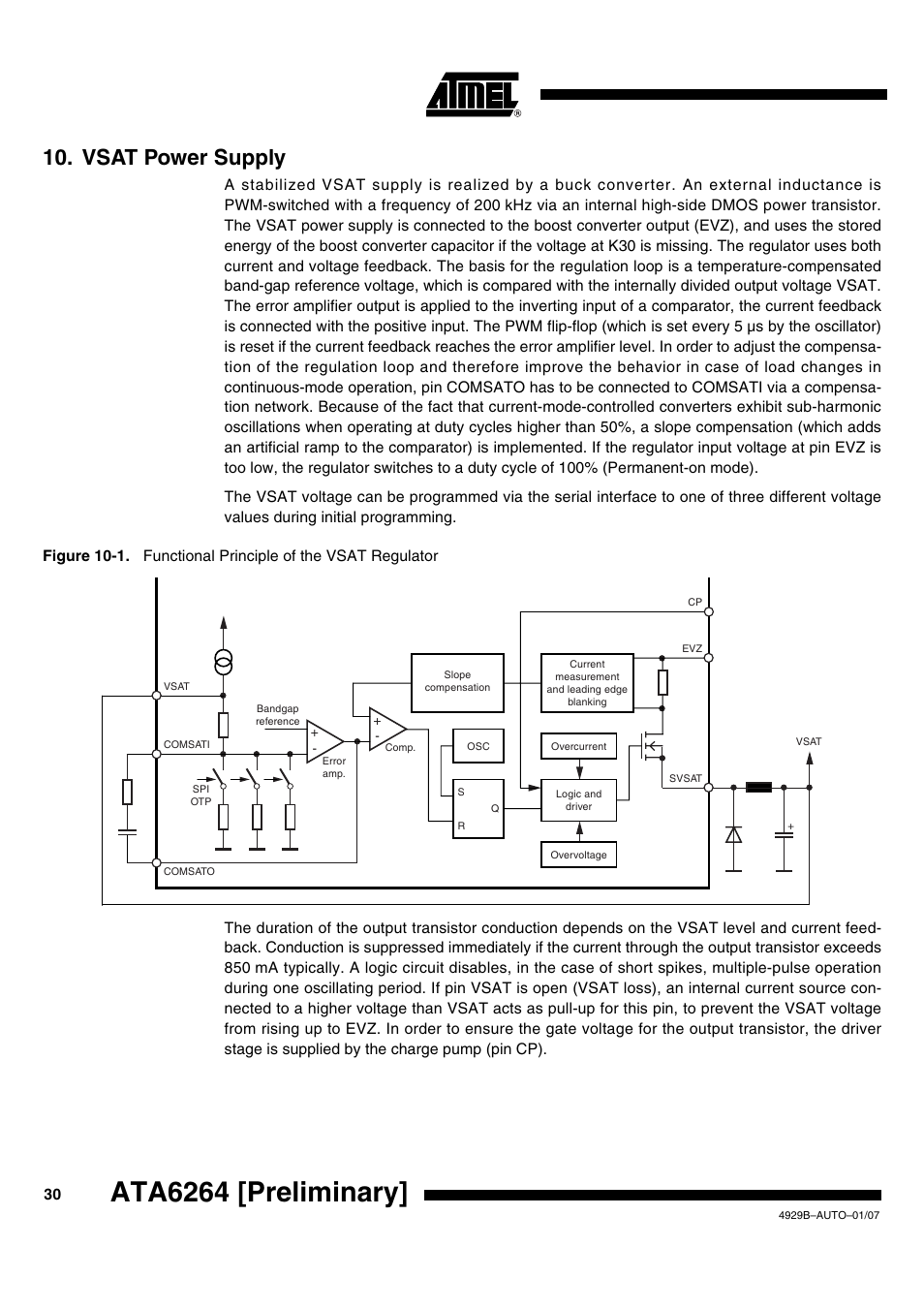 Vsat power supply, Ata6264 [preliminary | Atmel ATA6264 User Manual | Page 30 / 83