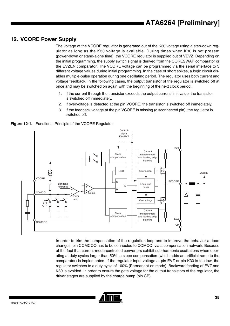 Vcore power supply, Ata6264 [preliminary | Atmel ATA6264 User Manual | Page 35 / 83