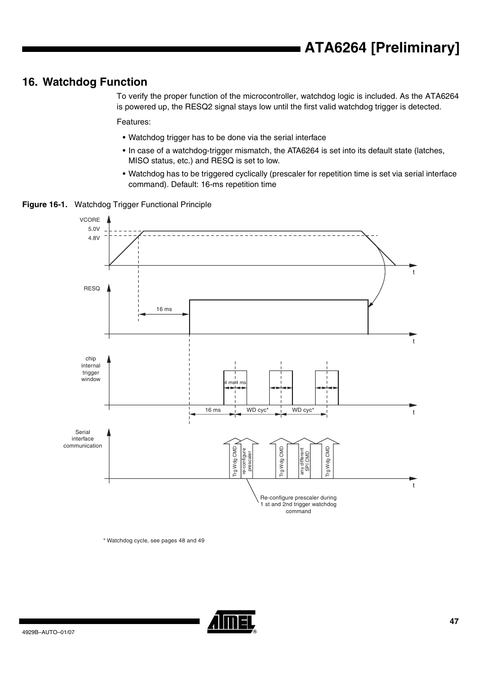 Watchdog function, Ata6264 [preliminary | Atmel ATA6264 User Manual | Page 47 / 83