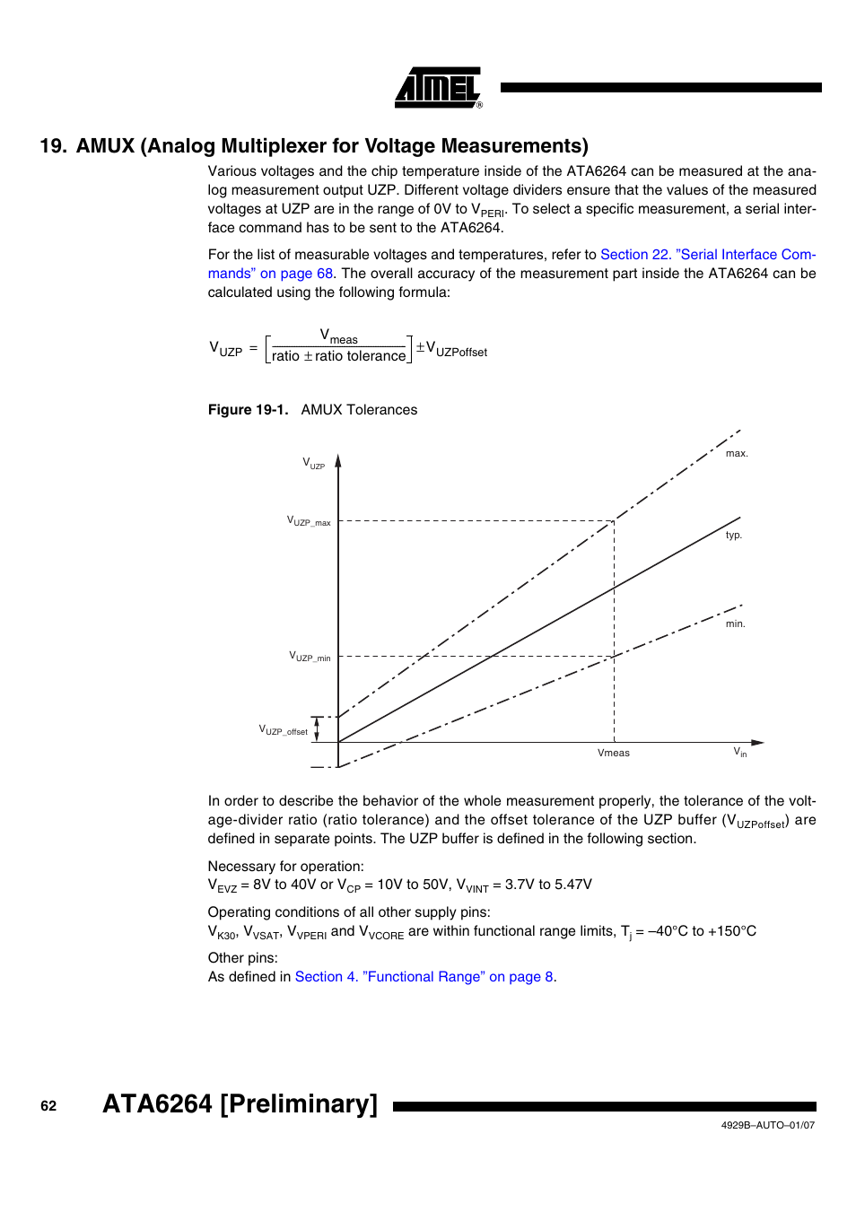 Amux (analog multiplexer for voltage measurements), Ata6264 [preliminary | Atmel ATA6264 User Manual | Page 62 / 83