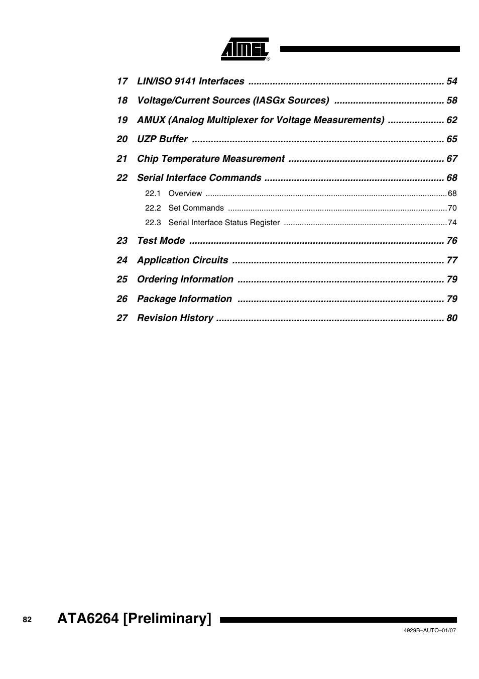 Ata6264 [preliminary | Atmel ATA6264 User Manual | Page 82 / 83