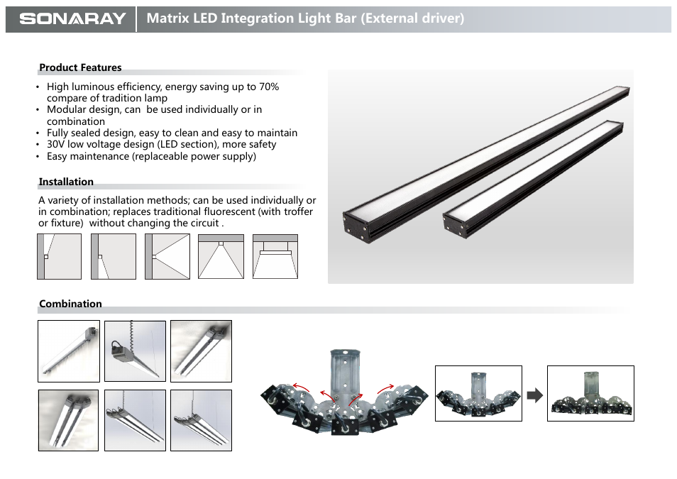 Matrix led integration light bar (external driver) | Sonaray MATRIX Light Bar User Manual | Page 2 / 8