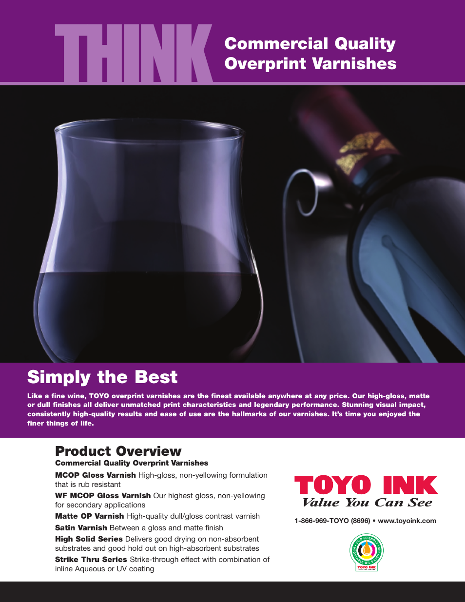 Toyo Ink Commercial Quality Overprint Varnishes User Manual | 2 pages