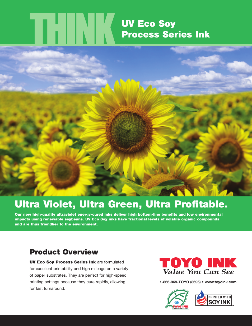 Toyo Ink UV Eco Soy Process Series Ink User Manual | 2 pages