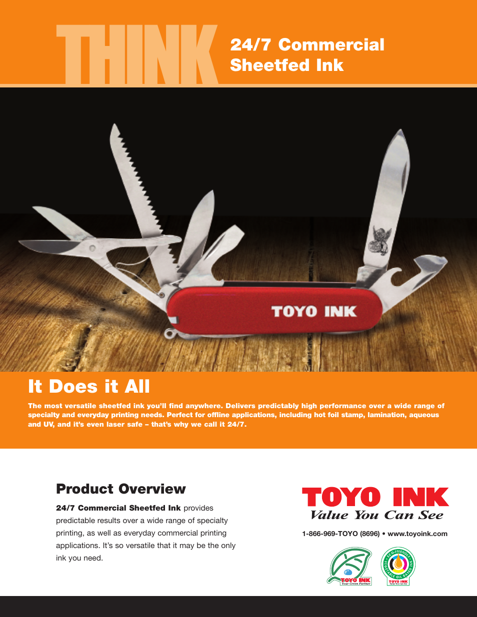 Toyo Ink 24/7 Commercial Sheetfed Ink User Manual | 2 pages