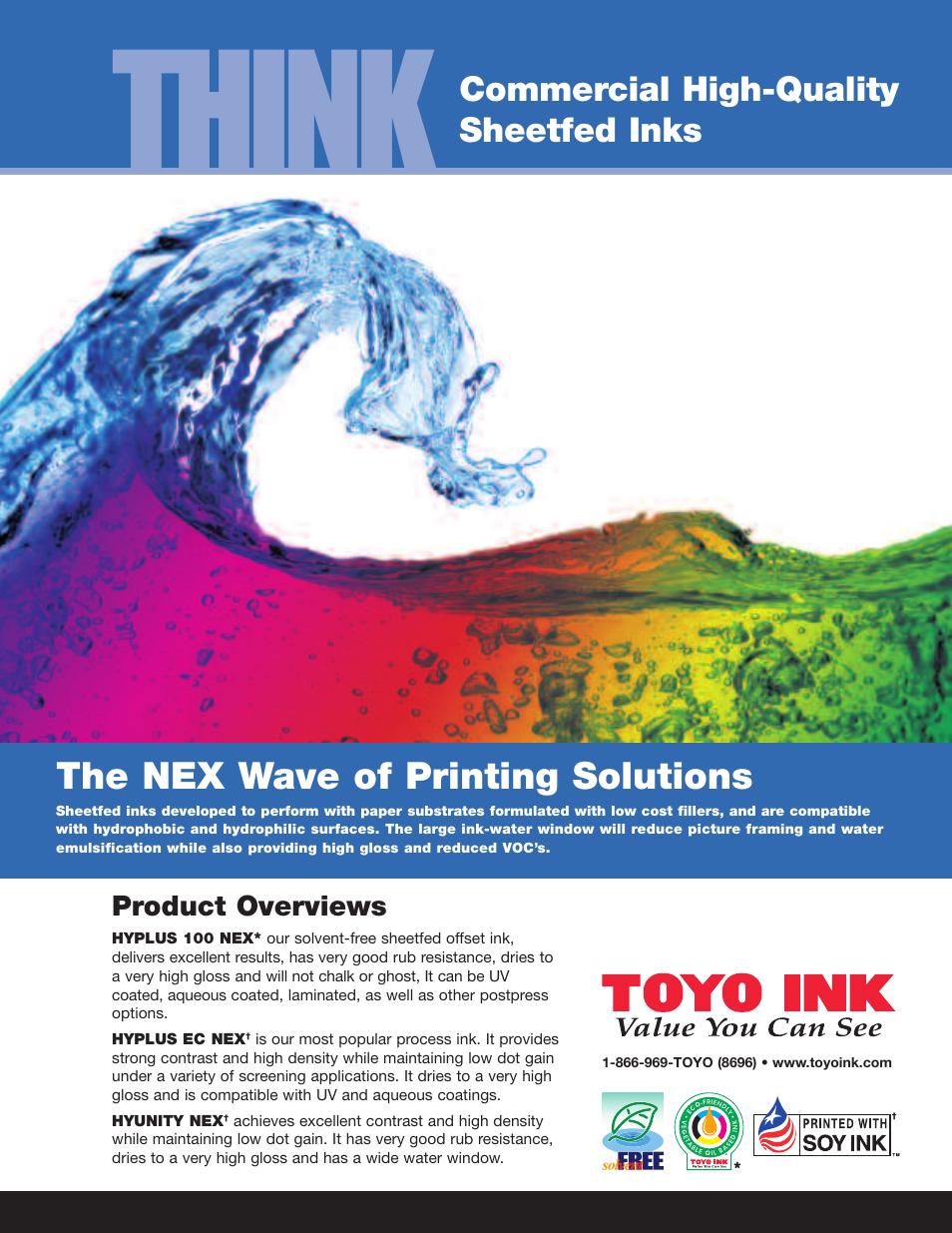 Toyo Ink Commercial High-Quality Sheetfed Inks - HYUNITY NEX Series User Manual | 2 pages